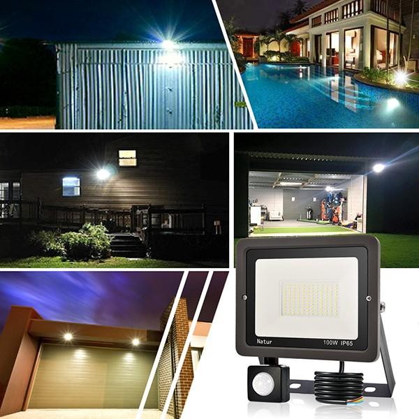 bapro 100W Security Lights with Motion Sensor,Led Floodlight Super Bright, Garden Lights Cold White(6000K), IP65 Waterproof Perfect for Garage, Garden and Forecourt[Energy Class A++]